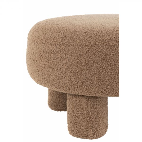 Pouf rond avec pieds Teddy Velours marron