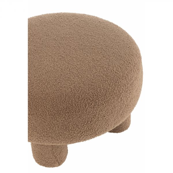 Pouf rond avec pieds Teddy Velours marron