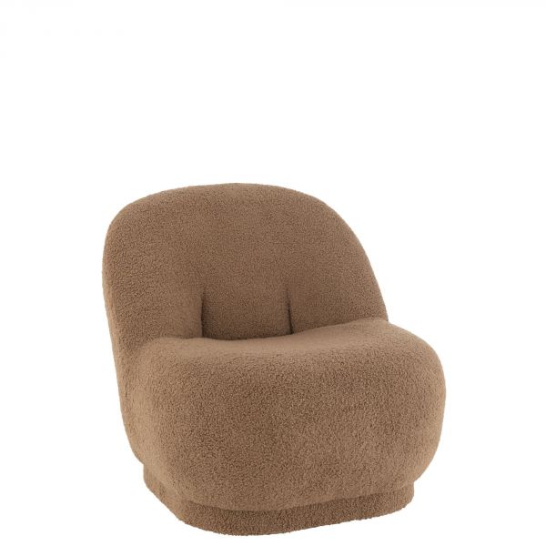 Fauteuil Teddy Velours marron