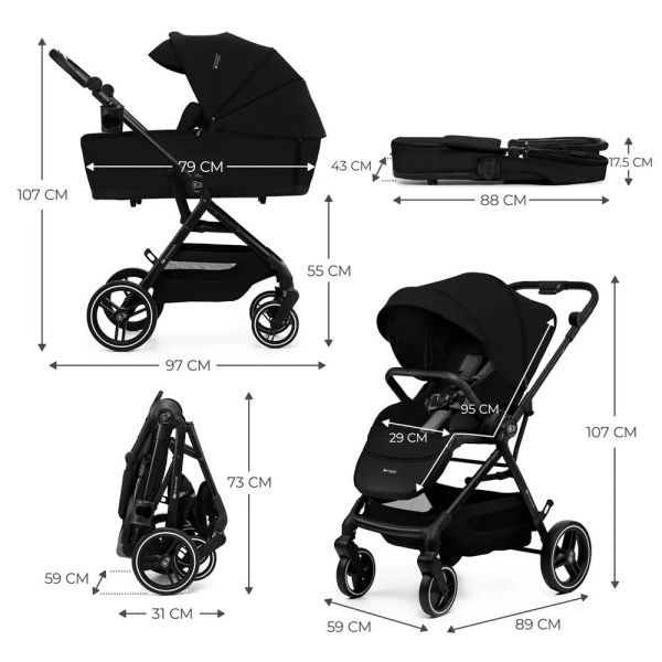 Poussette trio Yoxi 3 en1 Pure Black