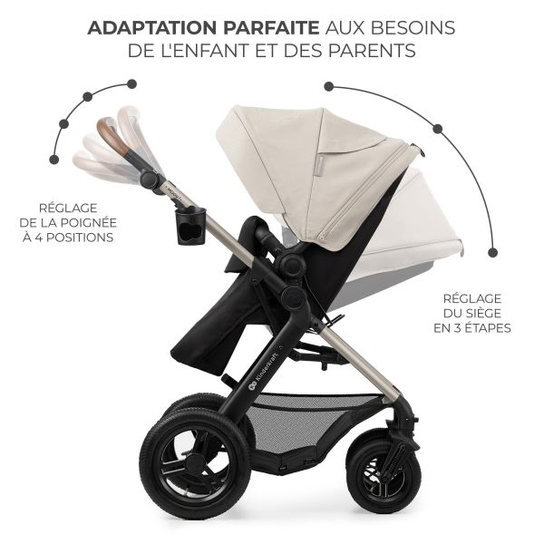 Poussette trio Moov² Air Wheels avec base Moonlight Grey