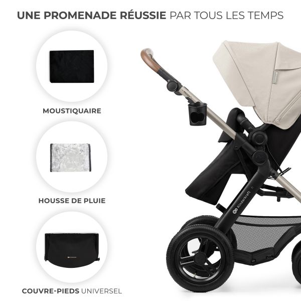 Poussette trio Moov² Air Wheels avec base Moonlight Grey