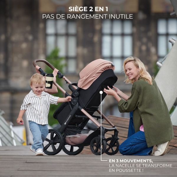 Poussette trio Moov² Air Wheels avec base Moonlight Grey