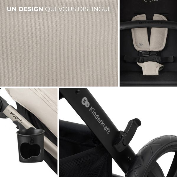 Poussette trio Moov² Air Wheels avec base Moonlight Grey