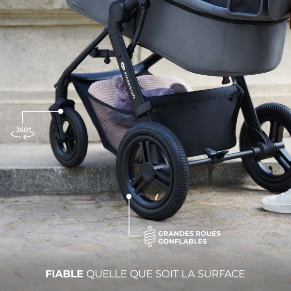 Poussette trio Moov² Air Wheels avec base Moonlight Grey