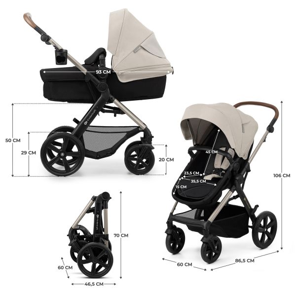 Poussette trio Moov² Eva Wheels avec base Moonlight Grey