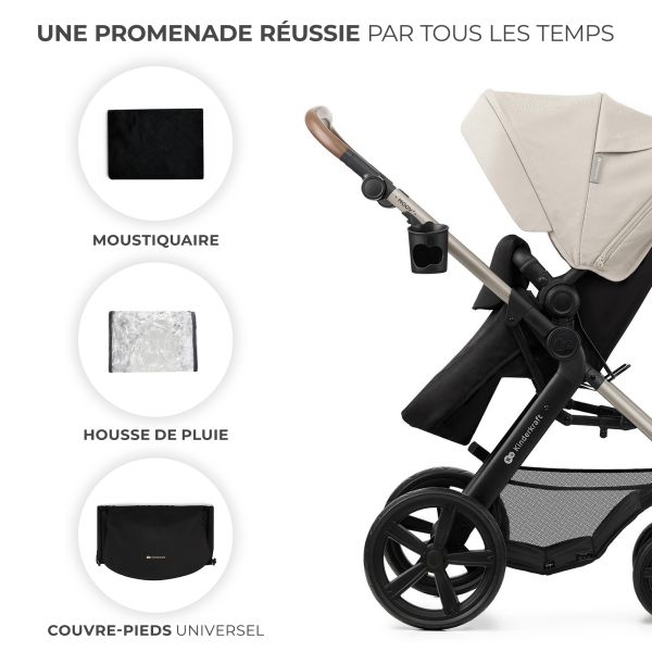 Poussette trio Moov² Eva Wheels avec base Moonlight Grey