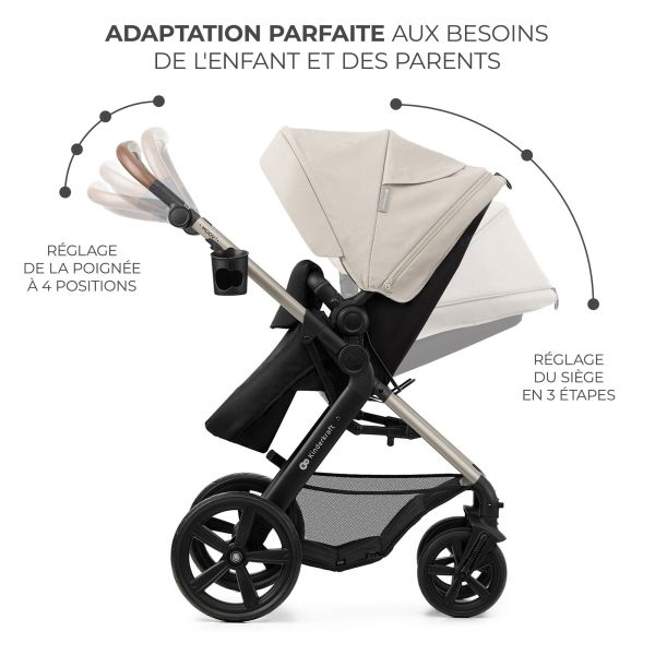 Poussette trio Moov² Eva Wheels avec base Moonlight Grey