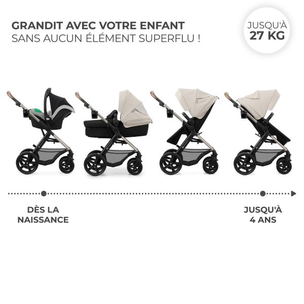 Poussette trio Moov² Eva Wheels avec base Moonlight Grey