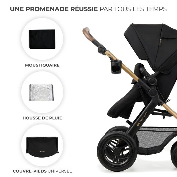Poussette trio Moov² Air Wheels avec base Pure Black