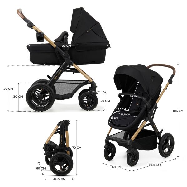 Poussette trio Moov² Air Wheels avec base Pure Black