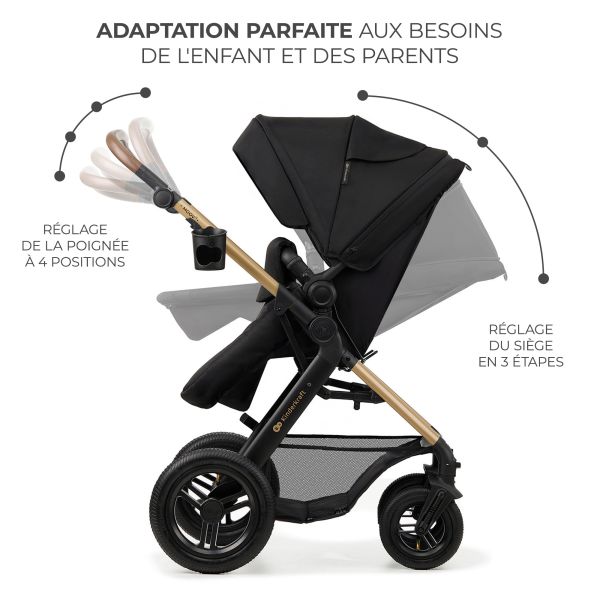 Poussette trio Moov² Air Wheels avec base Pure Black