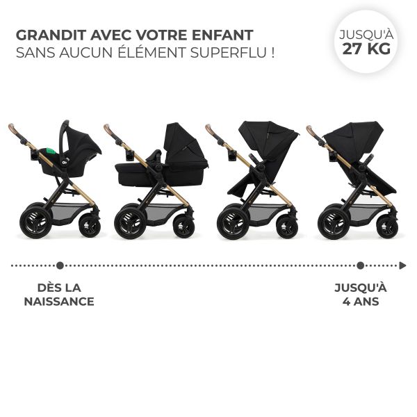 Poussette trio Moov² Air Wheels avec base Pure Black