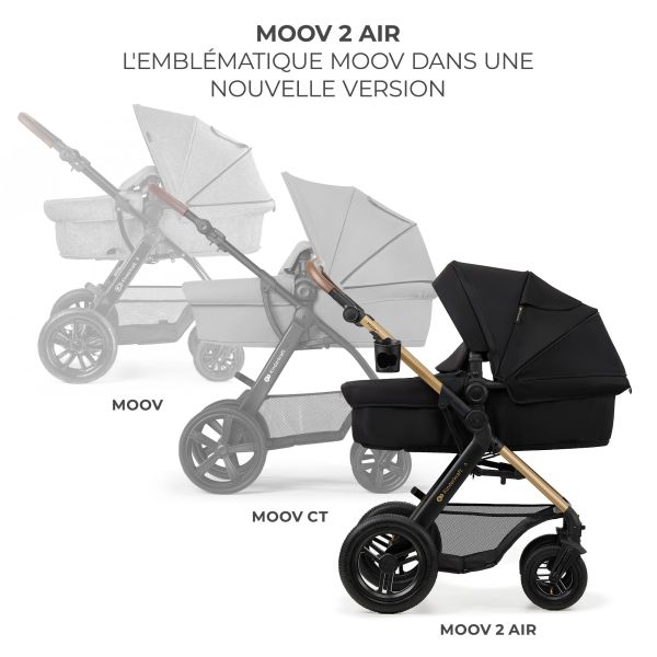 Poussette trio Moov² Air Wheels avec base Pure Black
