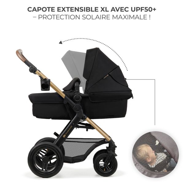 Poussette trio Moov² Air Wheels avec base Pure Black