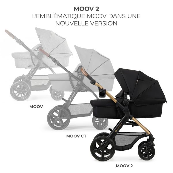 Poussette trio Moov² Eva Wheels avec base Pure Black