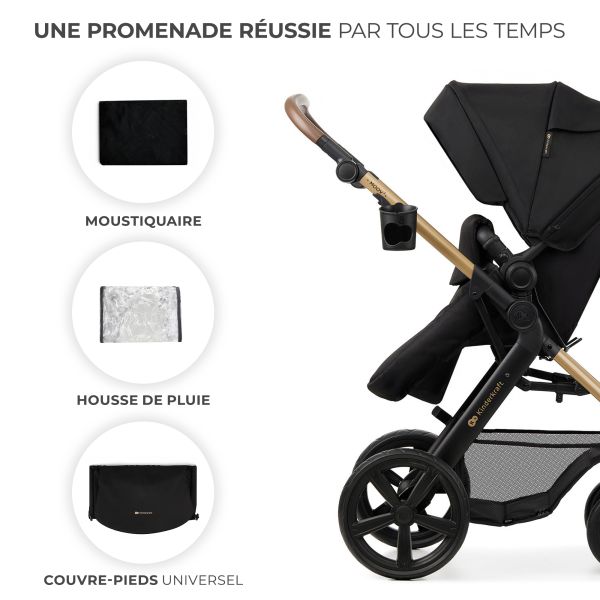 Poussette trio Moov² Eva Wheels avec base Pure Black
