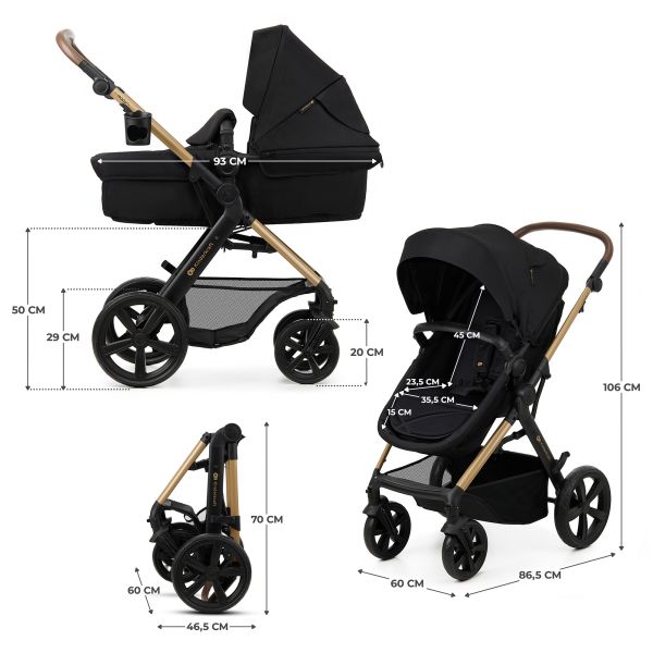 Poussette trio Moov² Eva Wheels avec base Pure Black