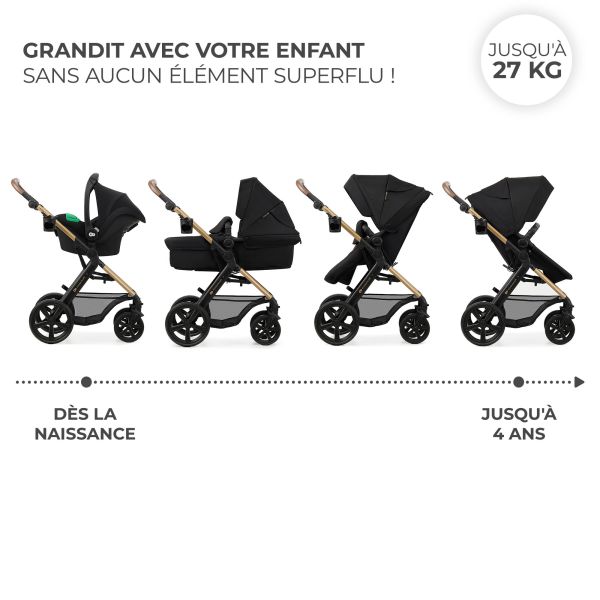 Poussette trio Moov² Eva Wheels avec base Pure Black
