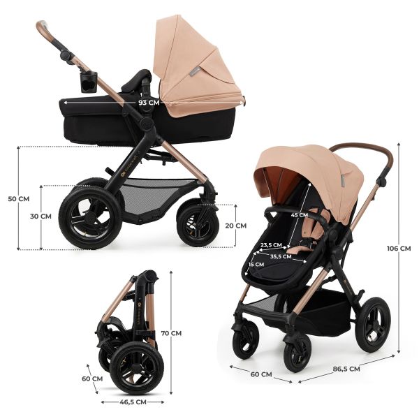 Poussette trio Moov² Air Wheels avec base Sand Beige