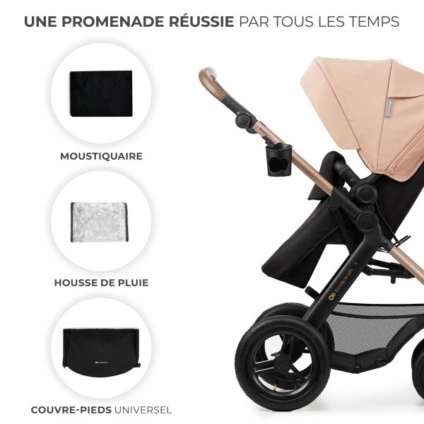 Poussette trio Moov² Air Wheels avec base Sand Beige