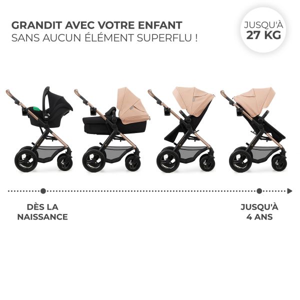 Poussette trio Moov² Air Wheels avec base Sand Beige