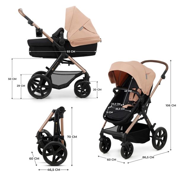 Poussette trio Moov² Eva Wheels avec base Sand Beige