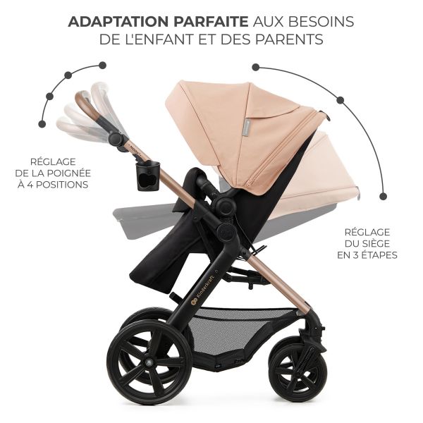 Poussette trio Moov² Eva Wheels avec base Sand Beige