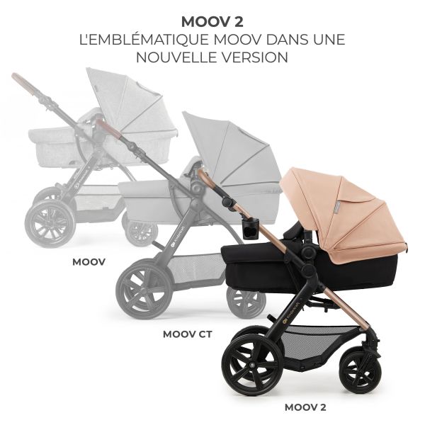 Poussette trio Moov² Eva Wheels avec base Sand Beige