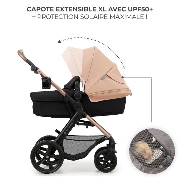 Poussette trio Moov² Eva Wheels avec base Sand Beige