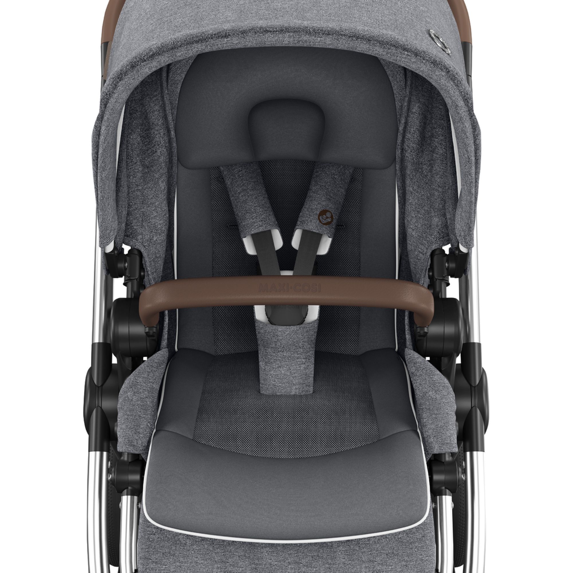 poussette 3 en 1 maxi-cosi adorra couleur grise anthracite et bleu foncé.