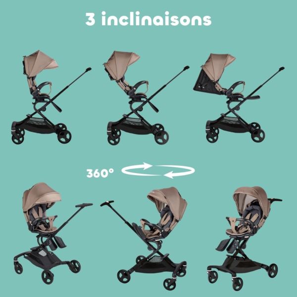 Poussette rotative Baby Cruiser 360° Micro by Béaba Pralin