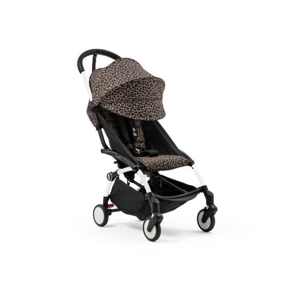 Poussette YOYO 3 châssis blanc Pack 0+ et 6+ Leopard / Noir