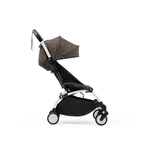Poussette YOYO 3 châssis blanc Pack 0+ et 6+ Leopard / Noir
