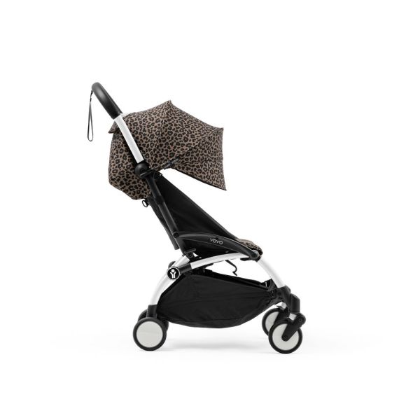 Poussette YOYO 3 châssis blanc Pack 0+ et 6+ Leopard / Noir