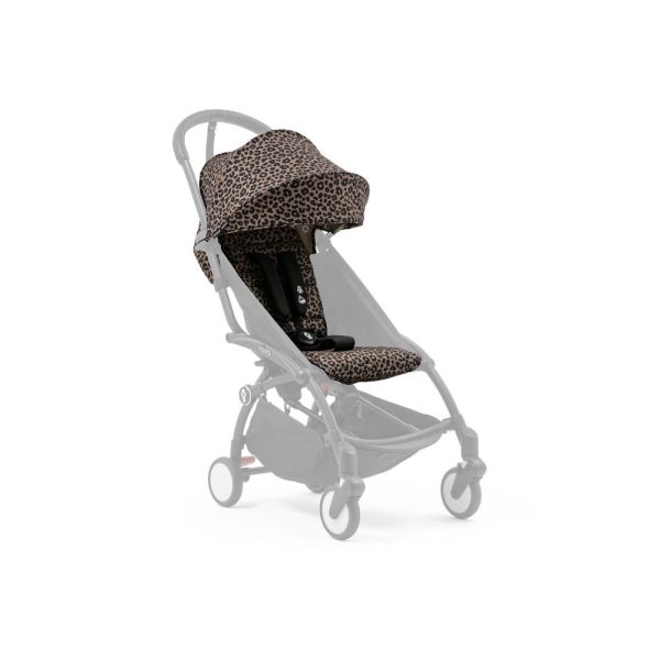 Poussette YOYO 3 châssis blanc Pack 0+ et 6+ Leopard / Noir