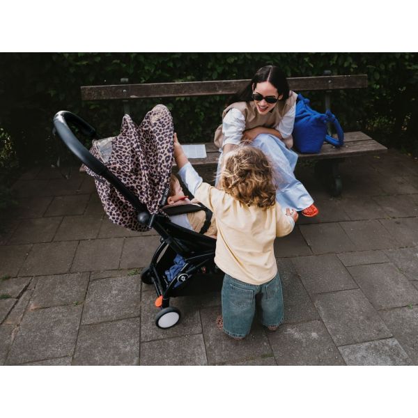 Poussette complète YOYO 3 châssis blanc Pack 0+ et 6+ Leopard / Noir