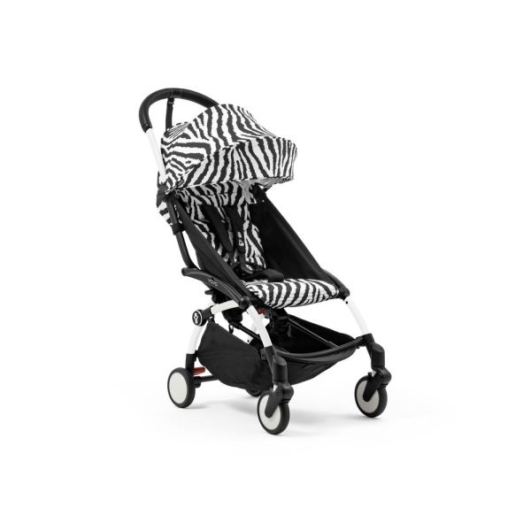 Poussette YOYO 3 châssis blanc Pack 0+ et 6+ Zebra / Noir