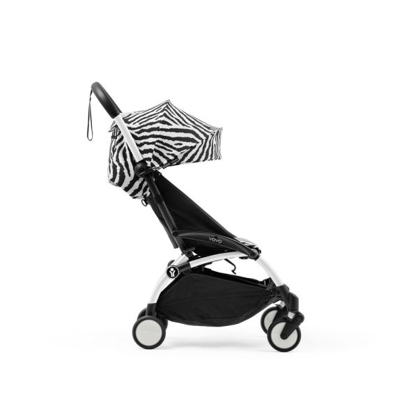 Poussette YOYO 3 châssis blanc Pack 0+ et 6+ Zebra / Noir