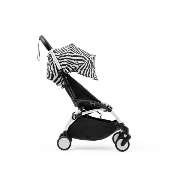 Poussette YOYO 3 châssis blanc Pack 0+ et 6+ Zebra / Noir