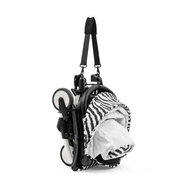 Poussette YOYO 3 châssis blanc Pack 0+ et 6+ Zebra / Noir
