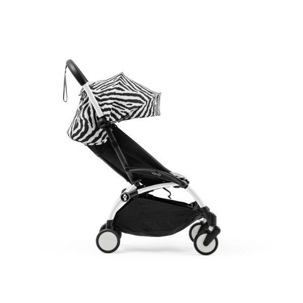 Poussette YOYO 3 châssis blanc Pack 0+ et 6+ Zebra / Noir
