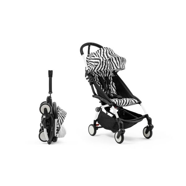 Poussette YOYO 3 châssis blanc Pack 0+ et 6+ Zebra / Noir