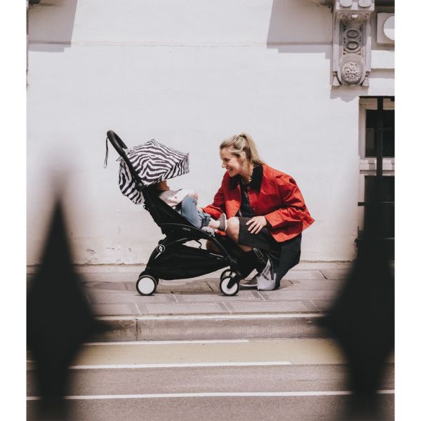 Poussette complète YOYO 3 châssis blanc Pack 0+ et 6+ Zebra / Noir