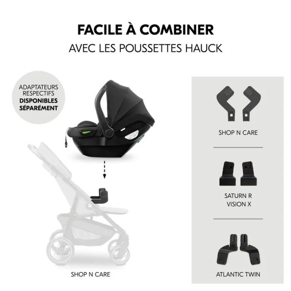 Pack Duo Poussette compacte Travel N Care Black + Siège auto Drive N Care avec adaptateurs
