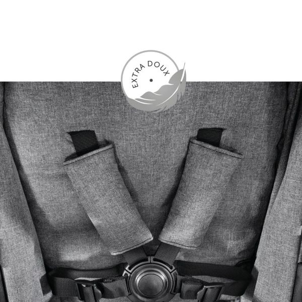 Pack Duo Poussette Double Atlantic Jumeaux Grey+ 1 Siège auto Drive N Care avec adaptateurs