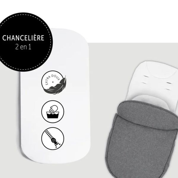 Pack Duo Poussette Double Atlantic Jumeaux Grey+ 1 Siège auto Drive N Care avec adaptateurs