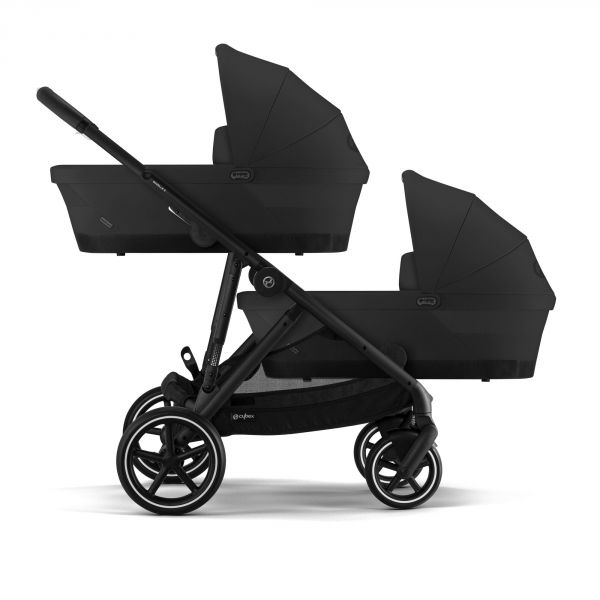 Poussette jumeaux Gazelle S Moon Black + 2 Sièges auto Aton B2 i-Size + 2 Nacelles S