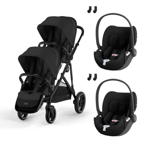 Poussette jumeaux Gazelle S Moon Black + 2 Sièges auto Cloud T i-Size