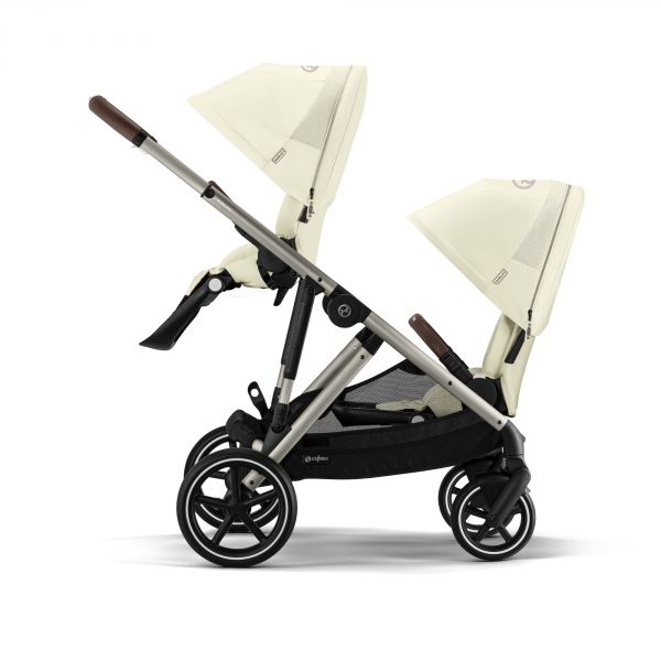 Poussette jumeaux Gazelle S Seashell Beige + 2 Sièges auto Aton B2 i-Size + 2 Nacelles S